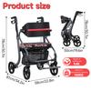 Walkers for Seniors, 8" Big Rubber Wheels All Road Rollator Walker with Seat, Foldable Height Adjustable Rolling Walker, Lightweight Aluminum Alloy