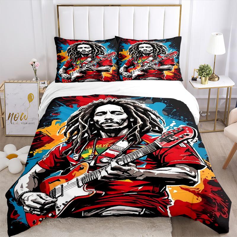 3pcs Vibrant Colors of Music Printed Bedding Set, Soft and Comfortable Quilt Cover for Bedroom, Guest Room (1 Duvet Cover + 2 Pillowcases, P