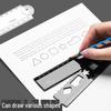 Elementary Students' 30cm Folding Ruler Set with Wavy Line, Simple Black Design for Girls