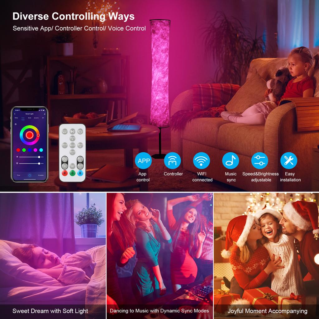 A C85 265V 11W Hexagon RGB Floor Lamp Standing Light Supported Wirelessly Connected  Phone App Control  Controller