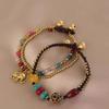 Creative Double Design Layer Braided Rope Bracelet With Cute Elephant Charm