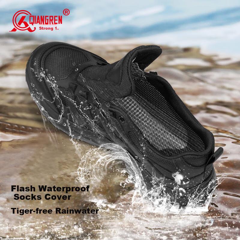 Qiangren Outdoor Waterproof Sports Casual Men's Shoes, 3515 Breathable Shock-Absorbing Hiking Training Shoes, JDA381A, Black, Size 46
