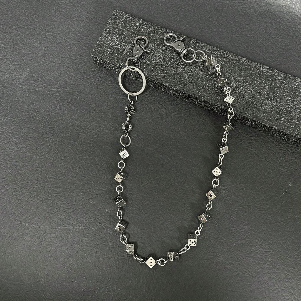 Jewelry Dice Metal Waist Chain, Punk Hip Hop Men's and Women's Trousers Chain.