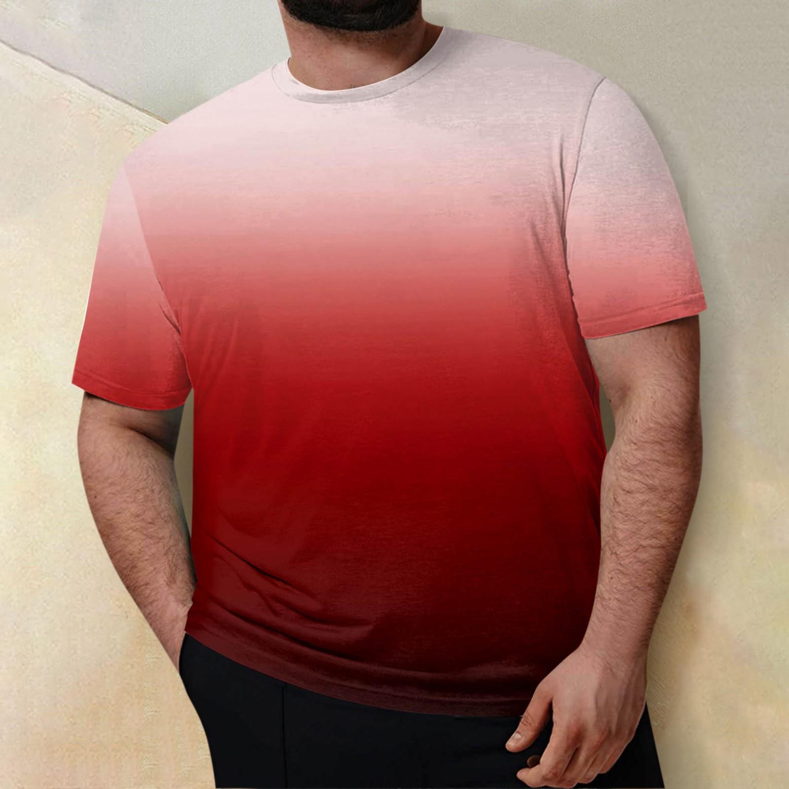 

Плюс размер Мужская повседневная футболка с коротким рукавом и принтом с круглым вырезом, блузка, топы XXXXXXXL красный