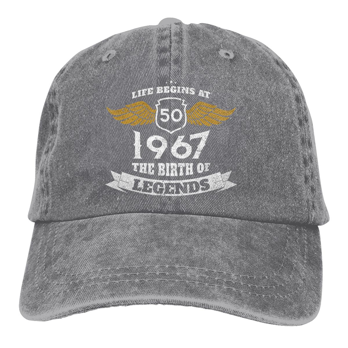 

Adjustable Solid Color Baseball Cap Life Begins At The Birth Of Legends Washed Cotton Years Old Sports Women Hat One Size