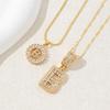 2Pcs Full CZ Zircon Iced Crystal Initial Letter Flower Necklace Women Copper A-Z Alphabet Pendant Couple Jewelry Birthday Gifts