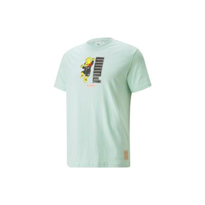 X Haribo Gummy Bear Printed Casual Sports Crew Neck Short Sleeve T-Shirt Men Tops Light-Green 532763-77