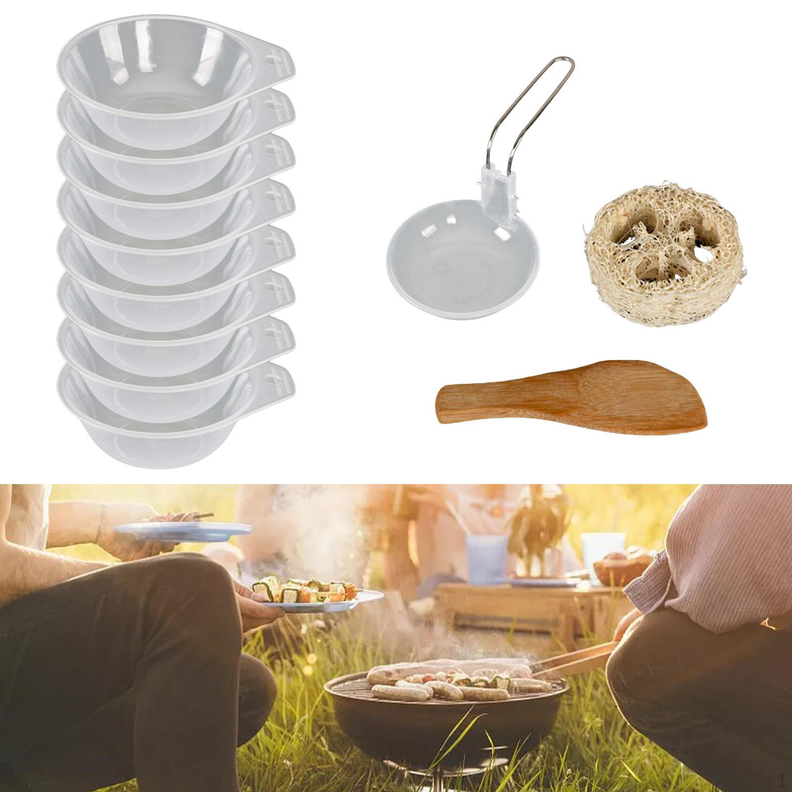 

Кухонная посуда, посуда для смешивания на открытом воздухе, складная ложка для супа, легкая для походов, барбекю, ужина Clear 11 Pieces