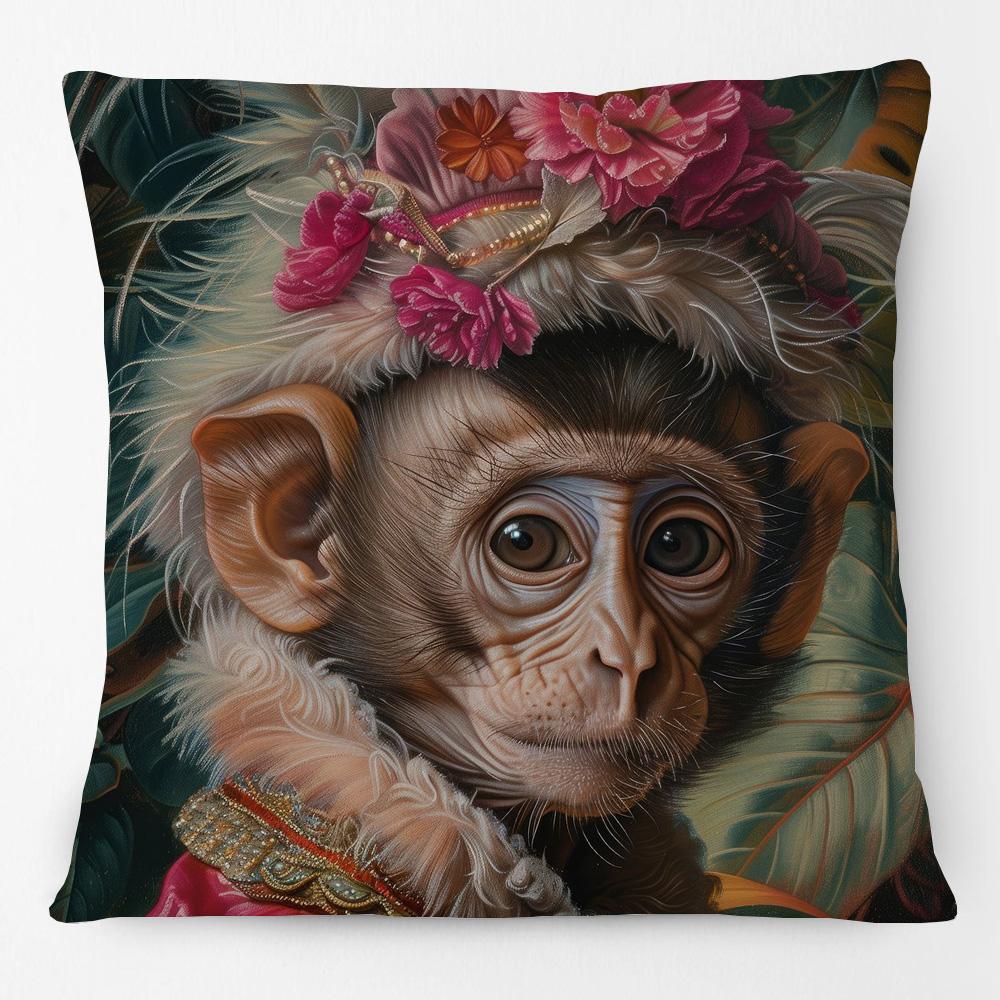 European Retro Vintage Royal Animals Portraits Leopard Panther Dog Cat Cushion Covers Sofa Pillowcase