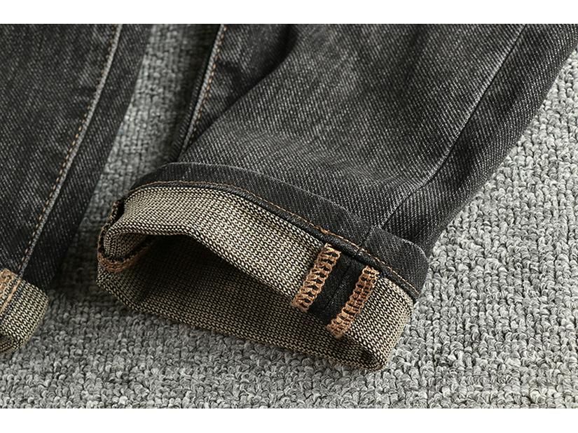 Men's Dark Grey Slim Straight Distressed Jeans with Belt