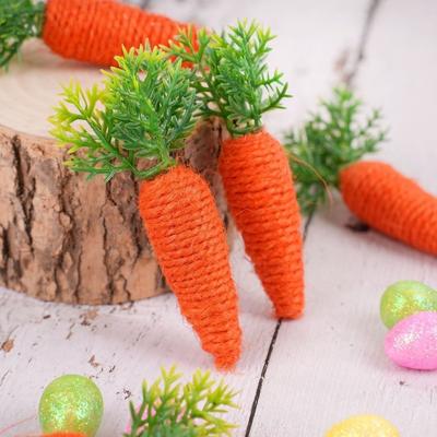 4pcs Miniature Size Easter Decoration Artificial Carrot Simulation Design Tray Decoration Decorative Piece Cute Style