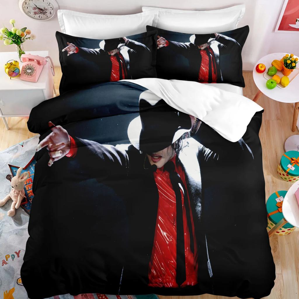 Michael Jackson Bedding Set Singer 3D Digital Printing Musical Genius Bed Linen Suitable for Bedroom King of Pop Duvet Cover Set