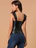 Allegra K Faux Leather Camisole Tank Top with Lace Size M Women's Trim, Black,