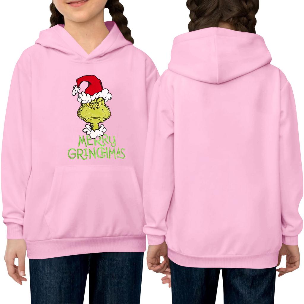 Children's Long-sleeved Loose-fitting Pullover Hoodie With Drawstring And Solid Color