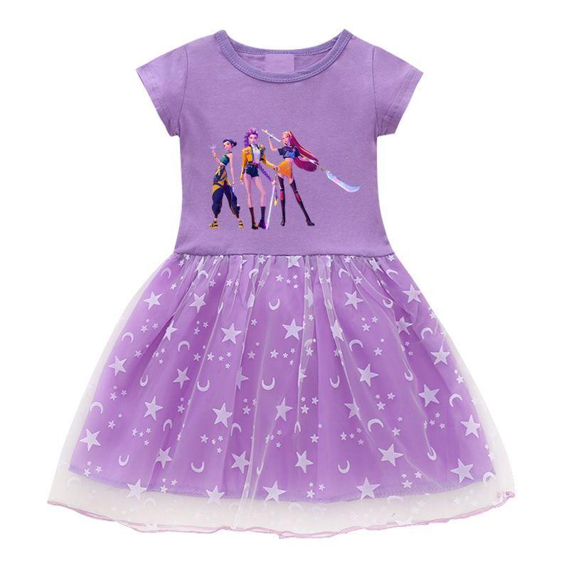 Children's Kpop Witch Hunt Group Tulle Dress Summer Girl Princess Dress