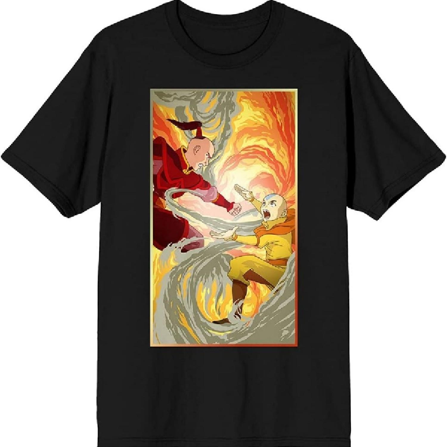 

Avatar The Last Airbender Aang and Zuko Fighting Black Graphic Tee XXXXXL
