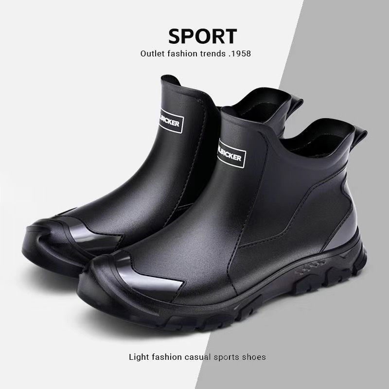 Fashion Short Rain Boots Men Go Out Versatile Rain Shoes Thick-soled Wear-resistant Water Shoes Non-slip Men