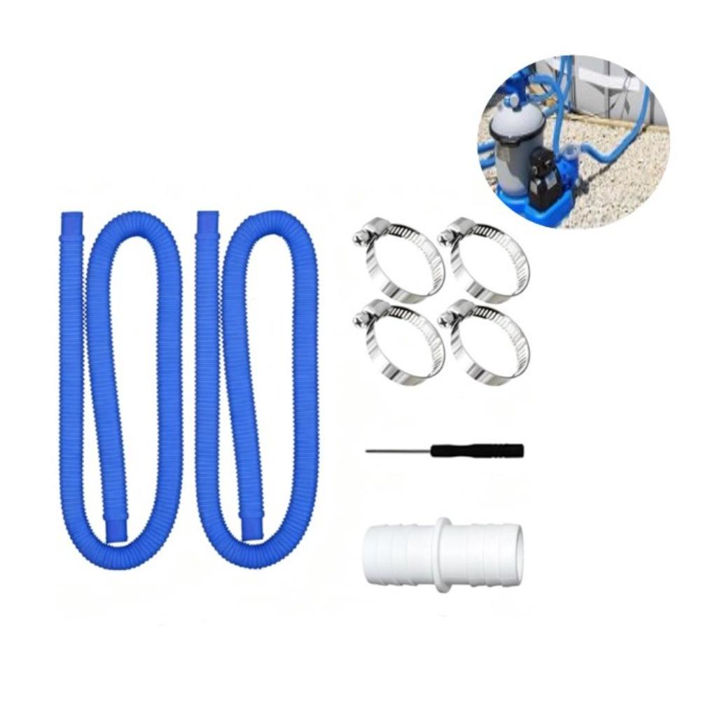 Deux tuyaux de piscine flexibles de 1,5 m avec pinces métalliques pour pompes de piscine de 300/330/530/1000 gallons Tuyau de remplacement pour pompe de piscine hors-sol