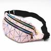 Men Women Waist Bag Diamond-shaped Colorful Laser Sports Multi-layer Outdoor PU Waist Bag Bright Leather Waist Bag Men's and Women's Chest Bag