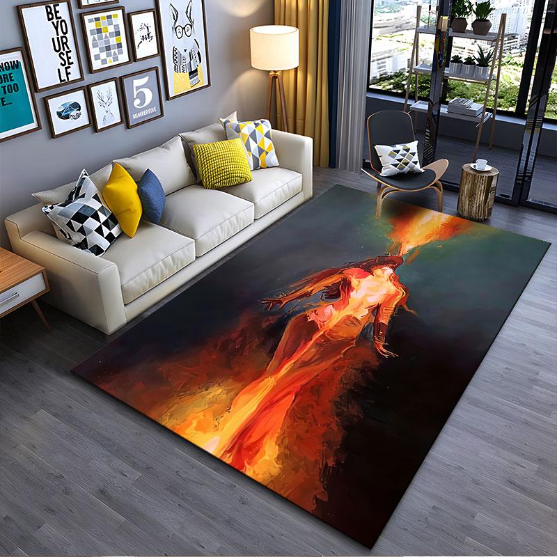 Fiery Female Silhouette Art Suitable As a Non-slip Mat for the Living Room or Bedroom Sofa