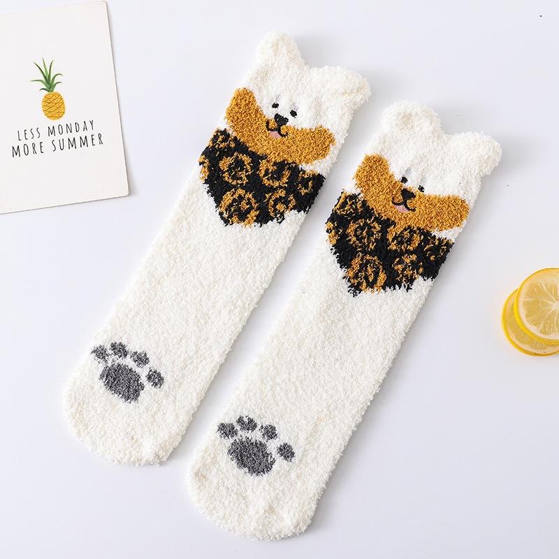 Womens Warm Cute Socks Dog Novelty Animal Socks for Girl Cartoon Casual Crew Funny Fuzzy Crew Winter Home Socks