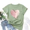 Módní bavlněné tričko s potiskem srdce, krátký rukáv, kulatý výstřih, dámské topy s 2D potiskem