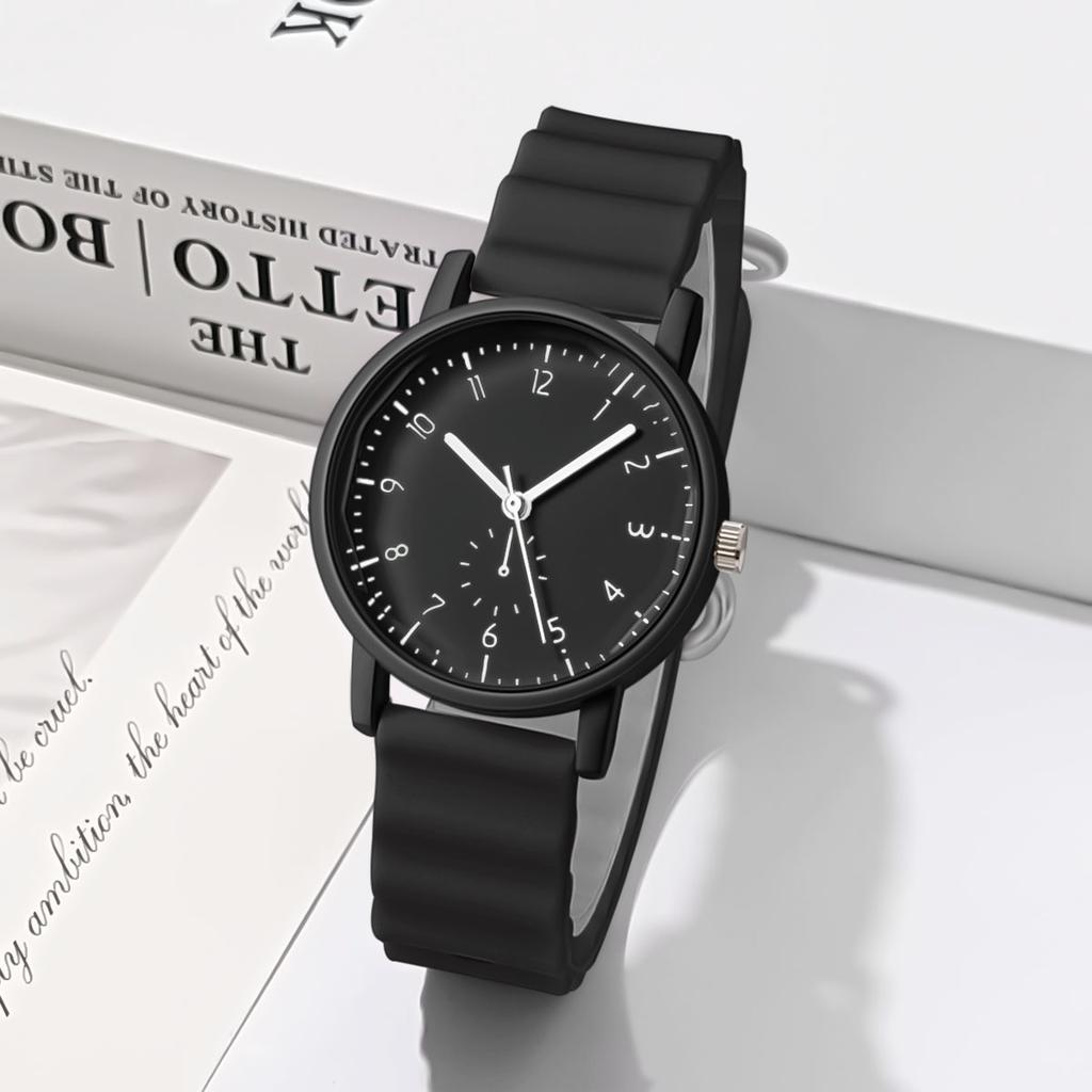 1pc-Jelly Color Round Shell Student Sports Creative Wave Shaped Quartz Watch Ins Wind