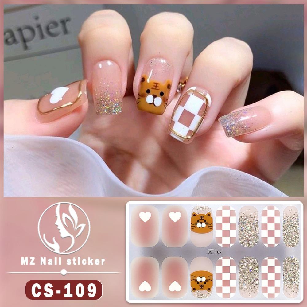 CS voděodolná gelová fólie na nehty bez pečení plná samolepka kontrastní barva tygří hlava nail art fólie papír fólie na nehty papír nálepka