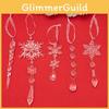 Beautiful 5pcs Acrylic Transparent Christmas Hanging Ornaments With Lifelike Snowflake Icicles For Festive Tree Adornment