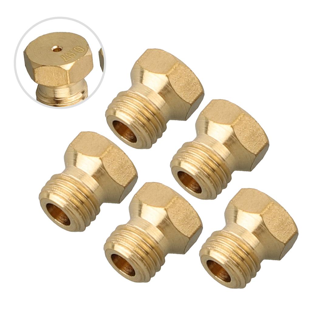 5PCS Gas Nozzles Burner Jets Nozzles Set Kitchen Appliance Home Cooking Multiple Nozzle Sizes Standard M6 X 0.75 Thread