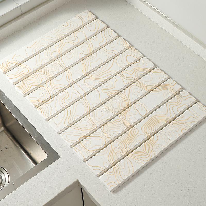 Diatomaceous Earth Water Absorption Mat for Kitchen & Bathroom - Drying & Draining Mat Coaster