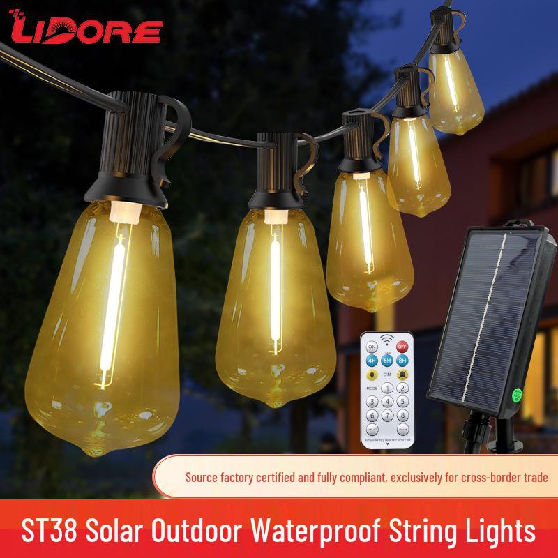 ST38 Solar LED String Lights with USB Charging - Perfect for Courtyard, Decoration, Camping, Outdoor Ambiance