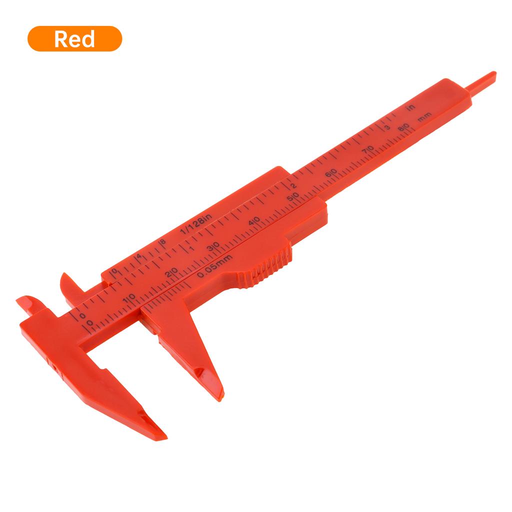 0-80 Mm / 0-3 Inch Metric & Imperial Scale Black / Blue / Red Plastic Vernier Caliper For Carpentry / Jewelry Measuring / Student, Mini Measuring Tool