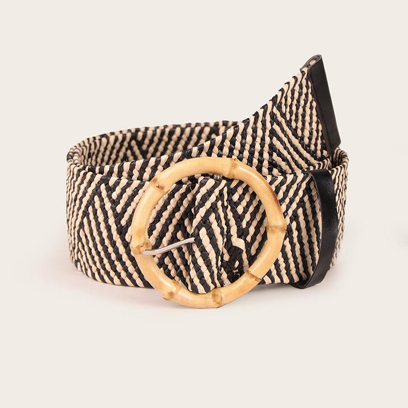 Bohemian Woven Nylon Belt With Plastic Buckle For Women Casual Fashion