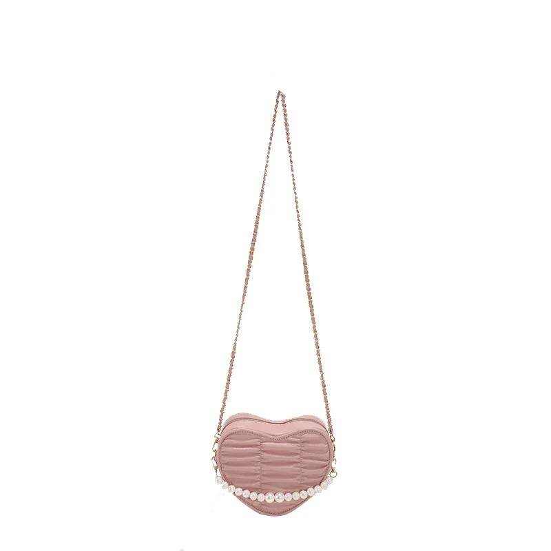 Sewing Thread Love Shape Pleats Zipper Fashion Women's Shoulder Bags  Versatile Style New PU Hot Sale Crossbody Bags