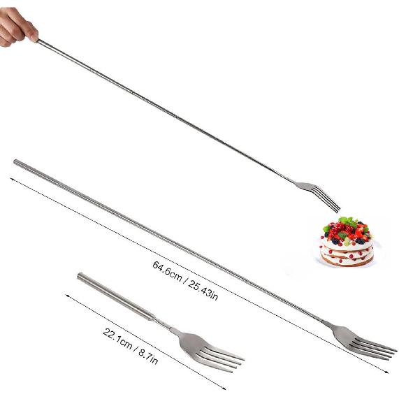 Extendable Table Fruit Dessert Fork, Extendable Barbecue Table Fruit Dessert Fork, Telescopic Fork, Durable Stainless Steel Cutlery 8.7 To 25.4
