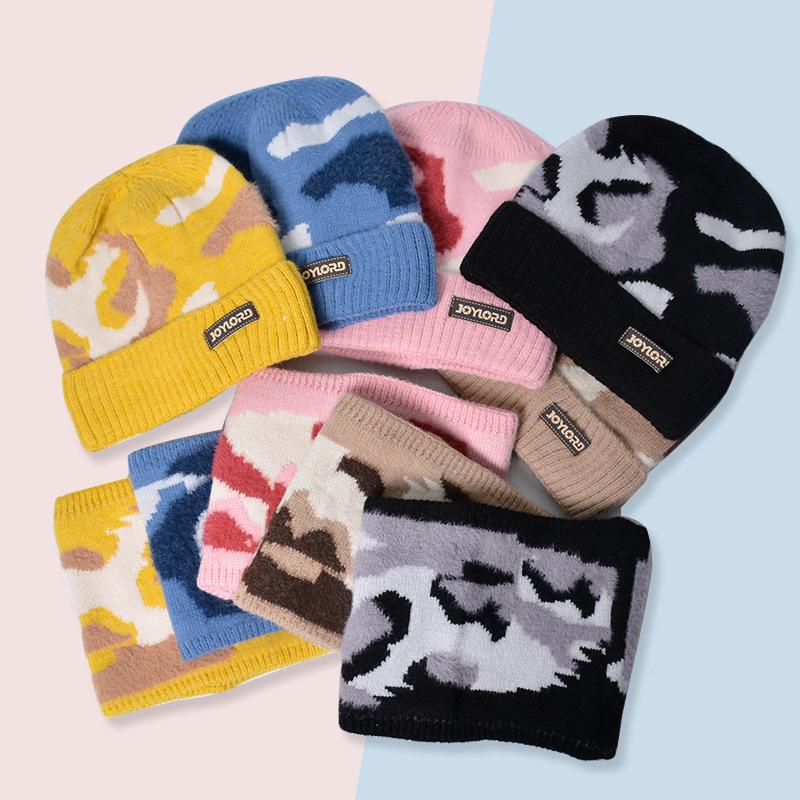 

Детская шапка, зимняя теплая вязаная шерстяная шапка, камуфляжная шапка для защиты ушей, кепка для девочек и мальчиков