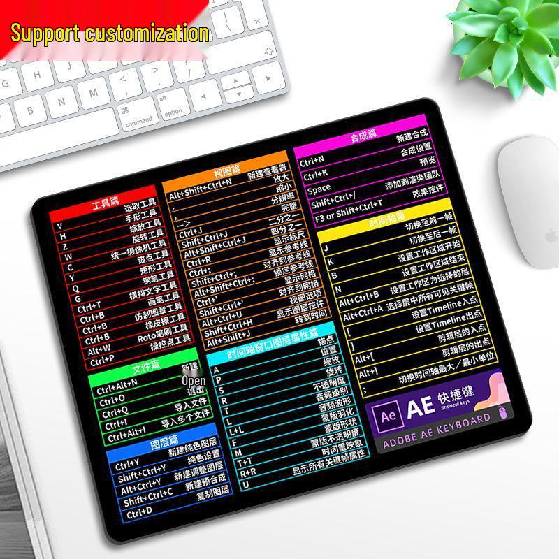 Mouse Pad Colecție Taste Rapide Extra Mare și Suport pentru Încheietură pentru Birou