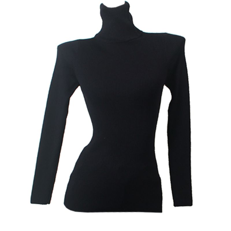 Minimalist Casual Pure Color Turtleneck Bottoming Shirt Fall and Winter Inner Wear Warm Long Sleeves Women's Pullover Rib Knitwear