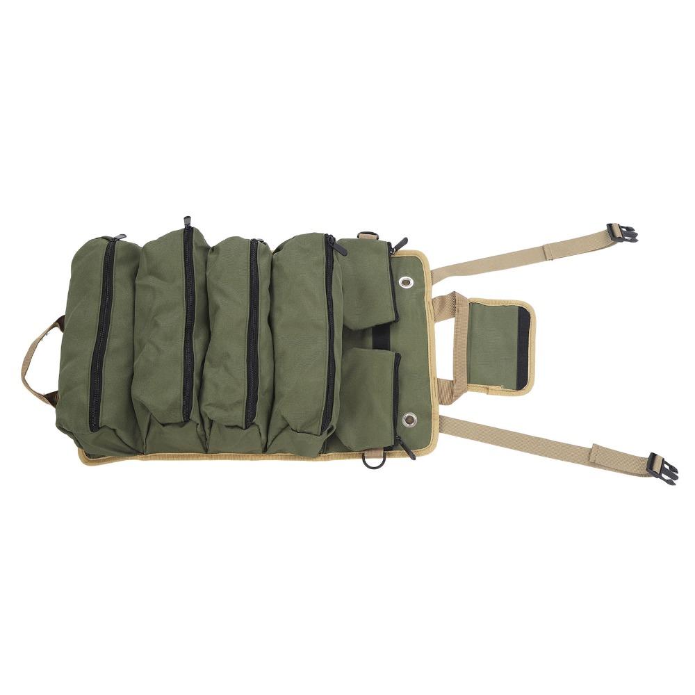 Oxford Cloth Roll Up Tool Bag Separate Pockets Portable Tool Storage Bag  Gardening