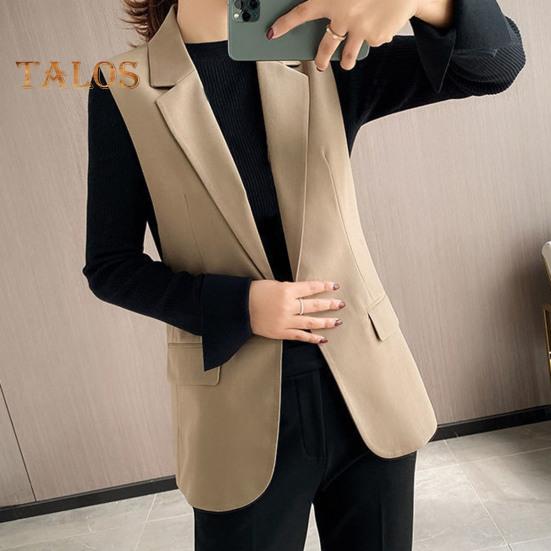 Dámská obchodní vesta s rozepínací límec na jeden knoflík zapínání bez rukávů střední délka formální kancelářský oděv jednobarevný cardigan vesta do práce