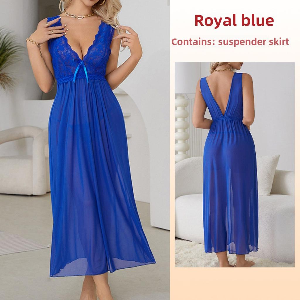 Tentazione Sexy di Prospettiva Sonno Camicia da Notte Lunga Calda Dolce Tuta Loungewear