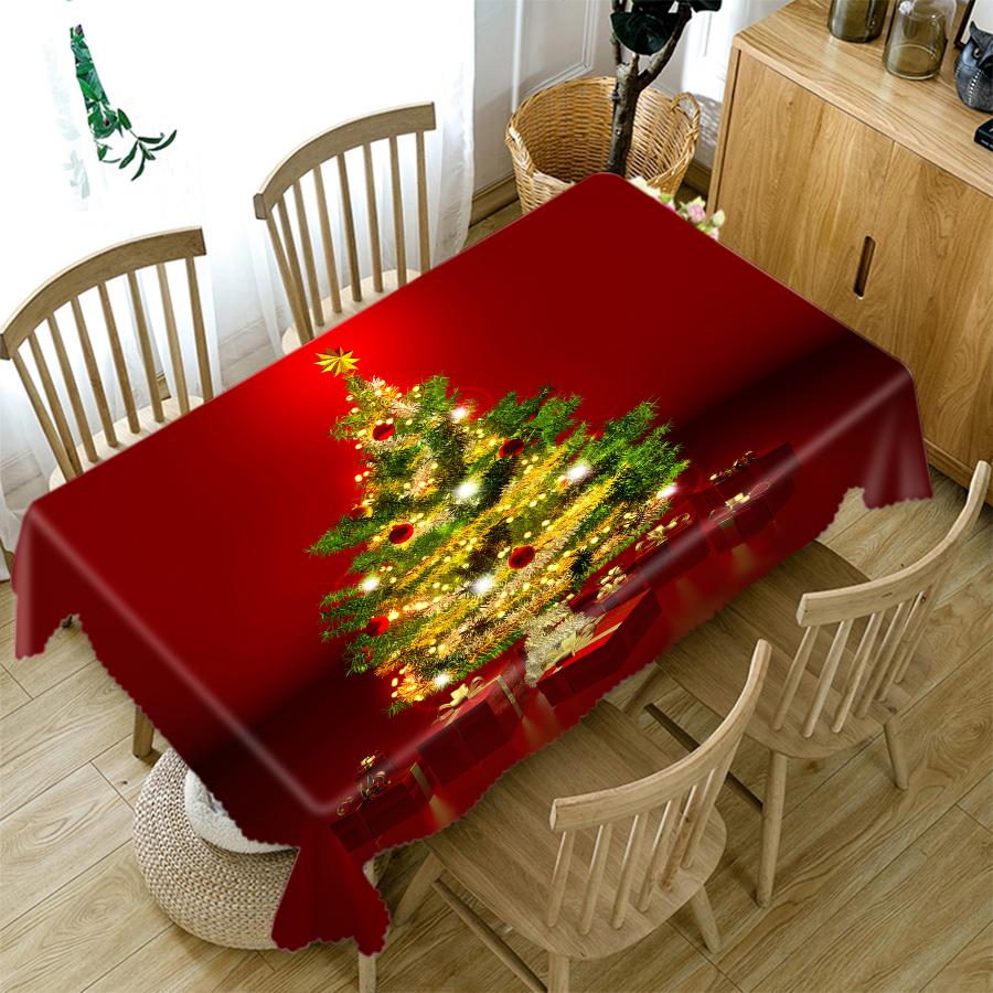Thicken Cotton Christmas Tablecloth Venus Golden Ball And Candle Pattern Rectangular Round Table Cloth Cover Towel