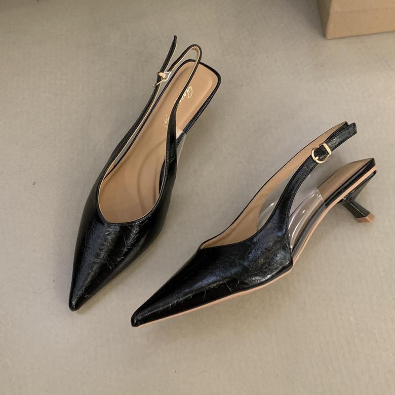 Fashion Bailamos Women Sandals Pointed Toe Elegant Low-heel Shoes Summer Fashion Slingback Woman Mules Shoes Pumps Dress Shoes