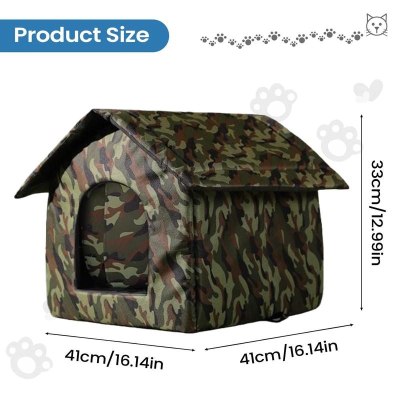 Outdoor Cat House Foldable Weatherproof Outdoor Oxford Cat Shelter Non Slip Bed Tent Hideaway Windproof Condos for Sleeping