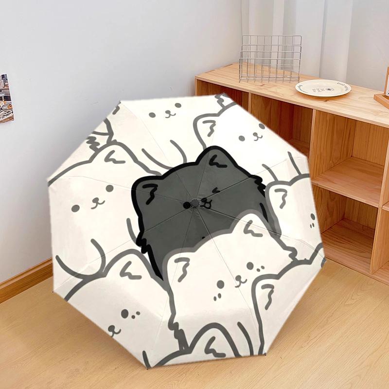 1 PC chow Automatic Folding Umbrella - Cartoon Pattern, Portable & Foldable Design with 8 Ribs, Christmas Birthday Gifts