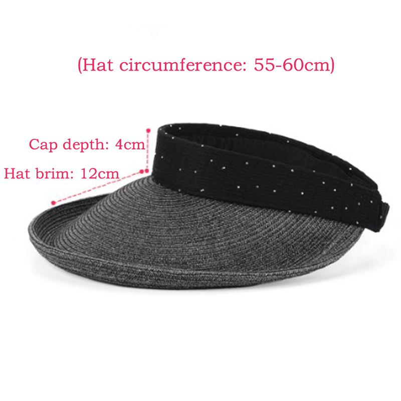Big Brim Empty Top Straw Hat Women Summer Anti-Uv Protection Sunscreen Sun Hat Foldable Roll Up Shades Outdoor Cycling Beach Cap