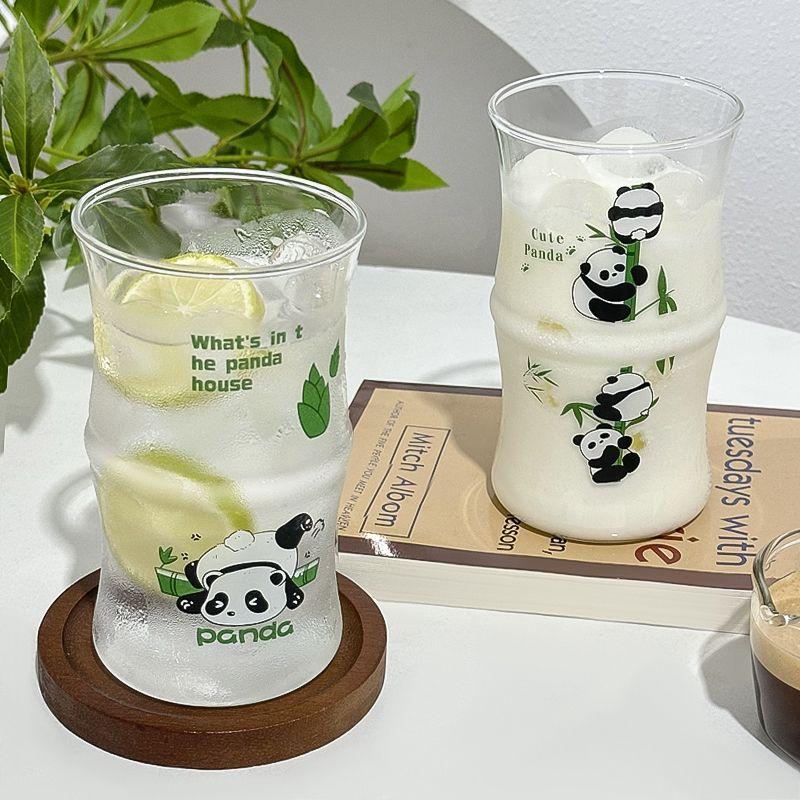 Cute China Panda Glass Creative Tea Bottle Single Transparent Coffee Cup Juice Panda Breakfast Milk Cup Glassware for Drinking