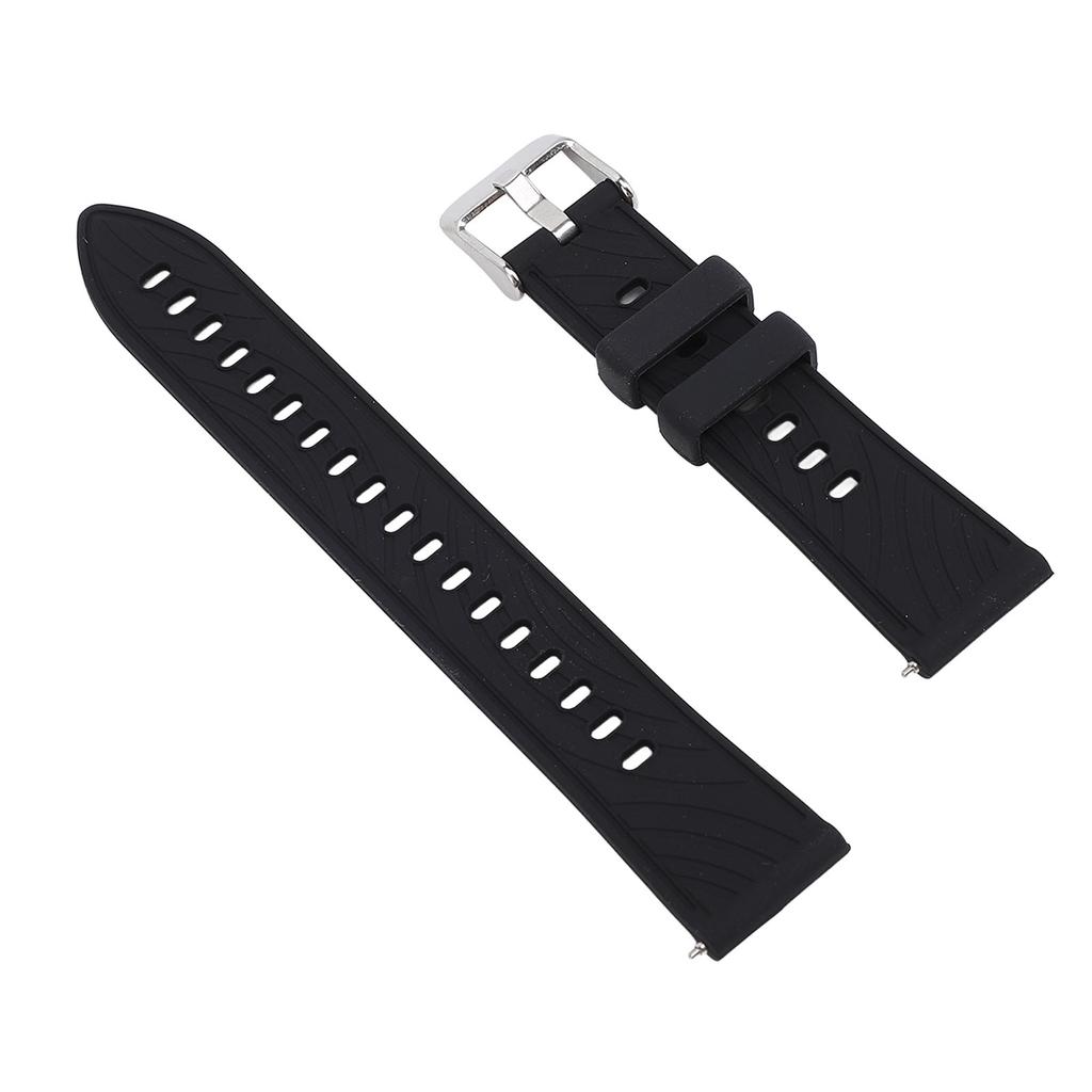 Watch Band Silicone Engraved Breathable Quick Release Comfortable Watch Strap Replacement for GT4 Black