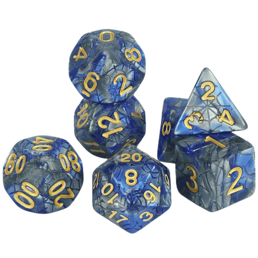 Sada mnohostěnných kostek 7ks Míchání barevných kostek s pavučinou pro deskové hry DND a deskové hry na hrdiny